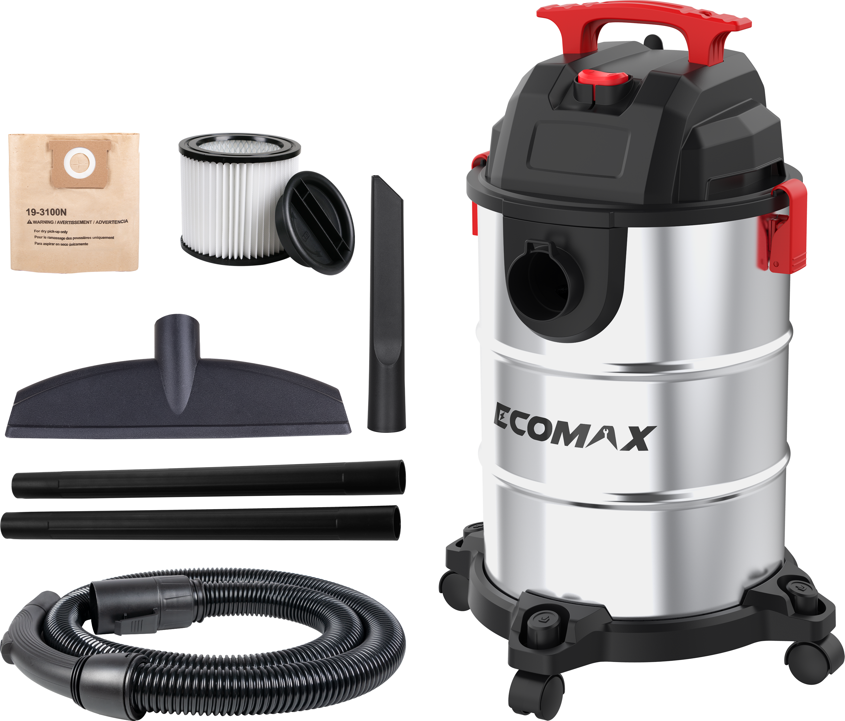 （EM19307-25BA）EMX 25L Stainless Steel Wet/Dry Vacuum 900W