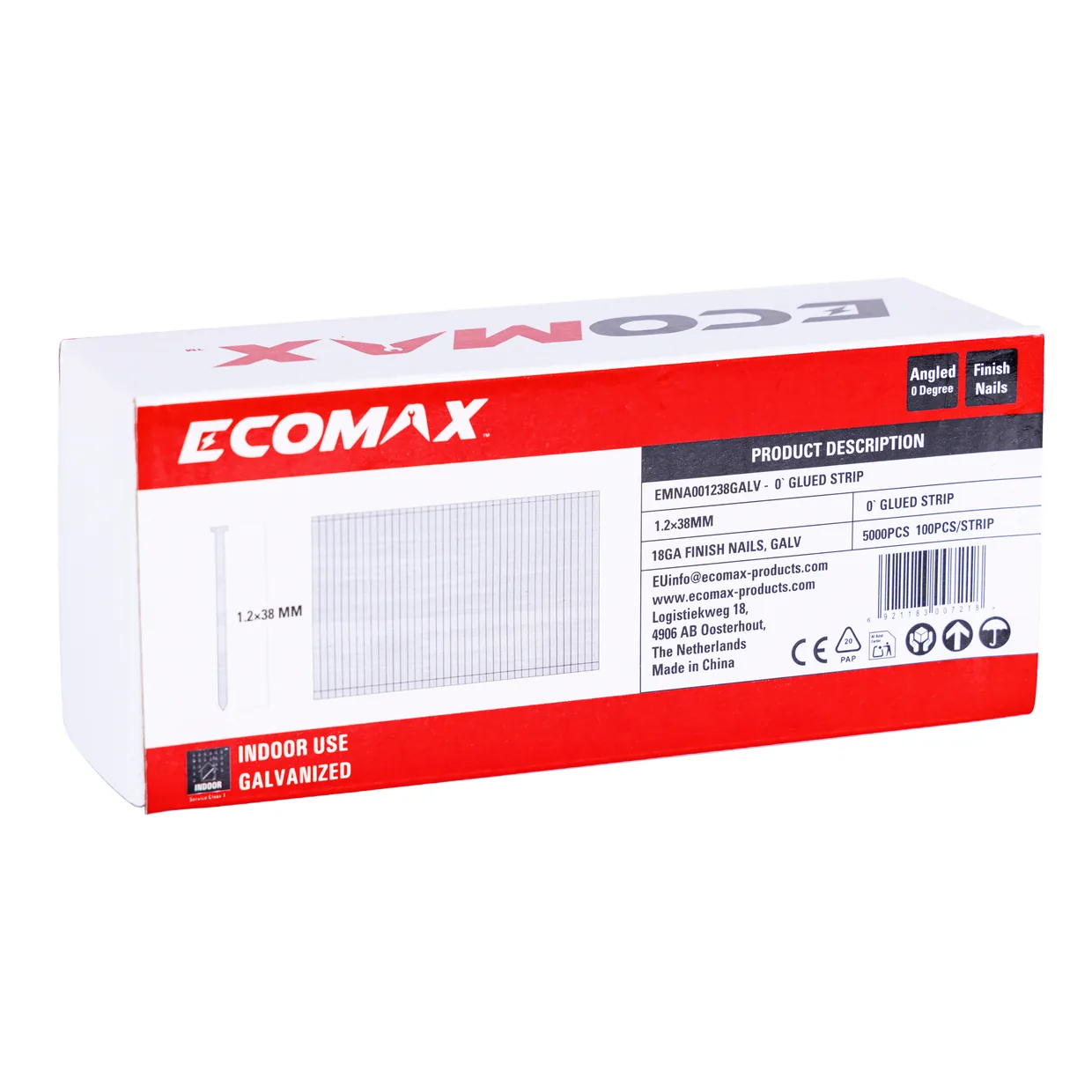 （EMNA001238GALV）EMX 0′18G brad galv. plain 1.2x38mm