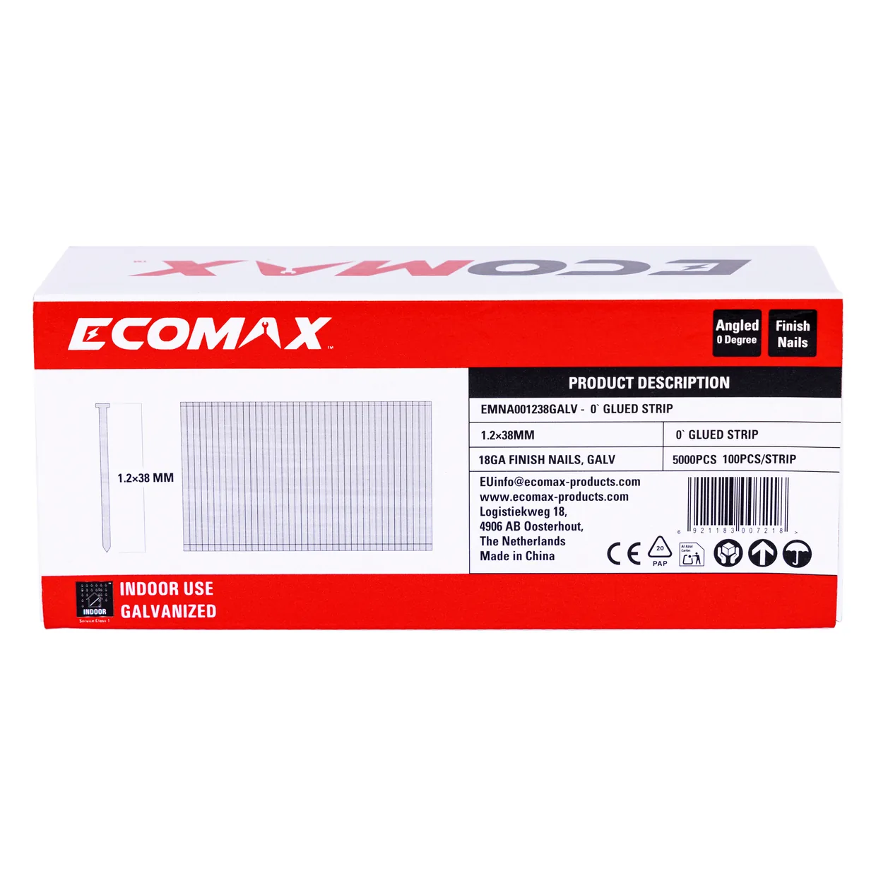 （EMNA001238GALV）EMX 0′18G brad galv. plain 1.2x38mm
