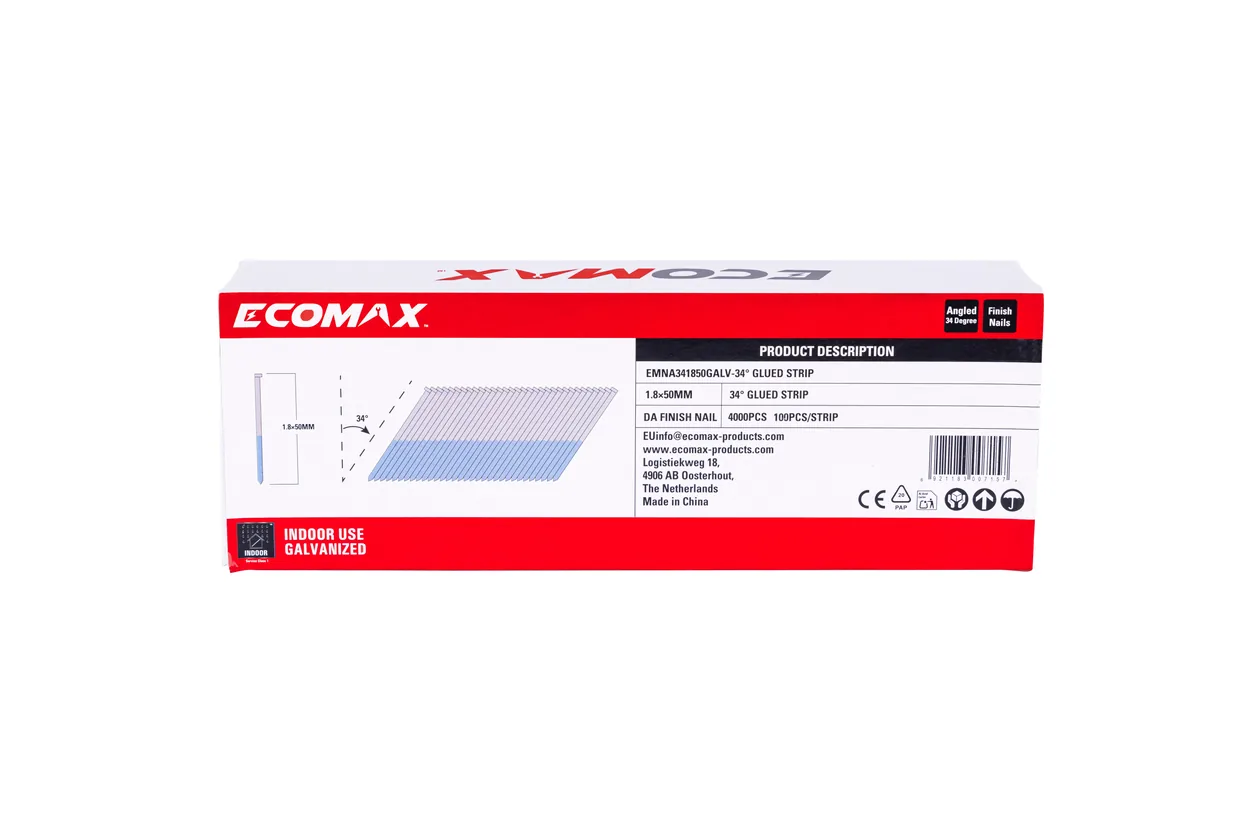 （EMNA341850GALV）EMX 34´ DA finish nail galv. 1.8x50mm, strip, 4000