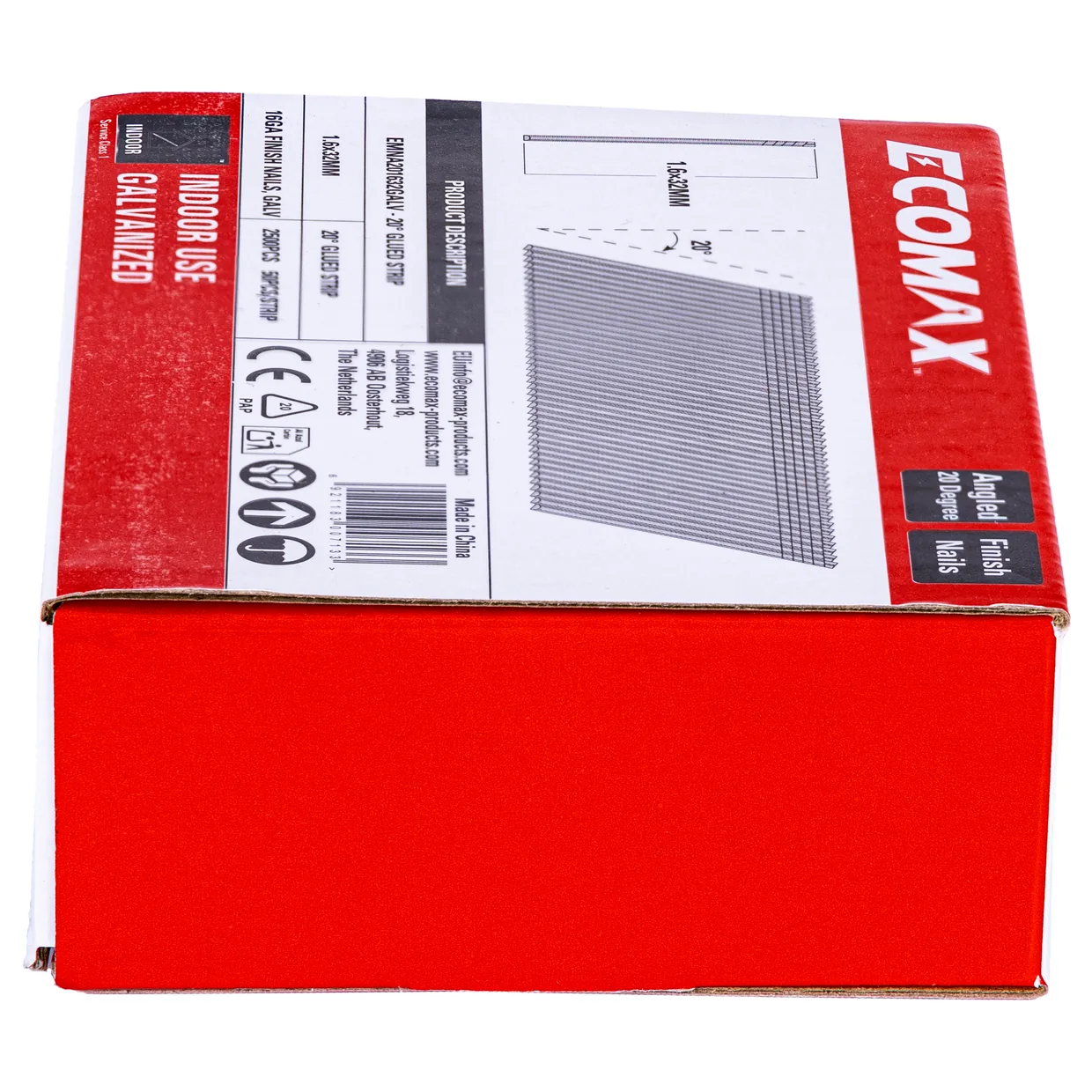 （EMNA201632GALV）EMX 20´16GA brad galv. plain 1.6x32mm, strip, 2500