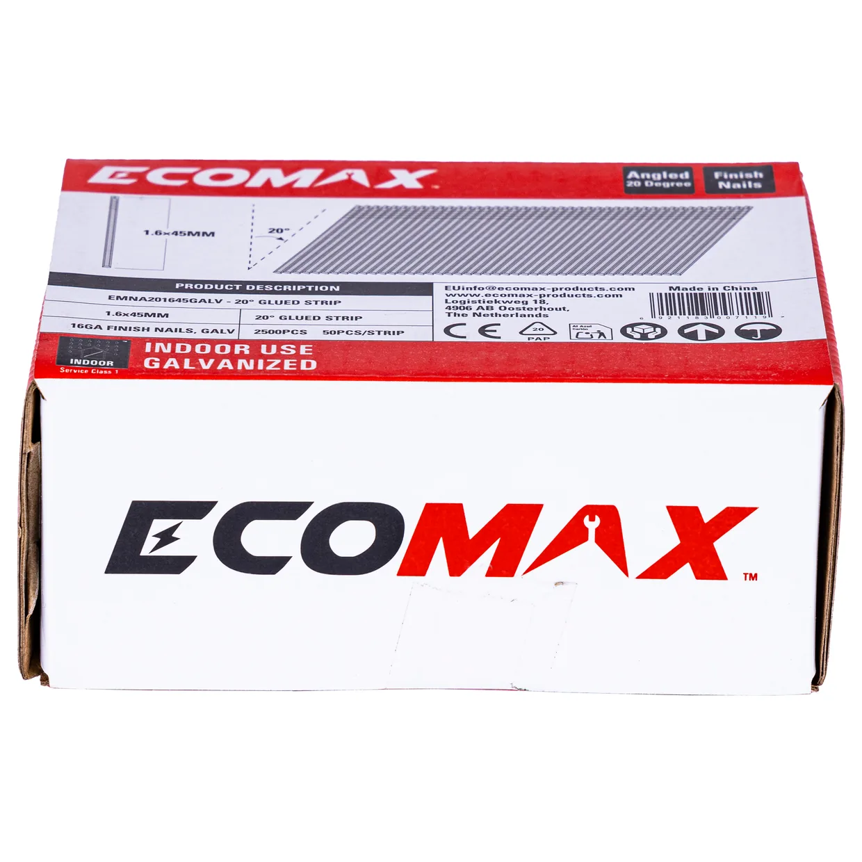 （EMNA201645GALV） EMX 20´16GA brad galv. plain 1.6x45mm, strip, 2500
