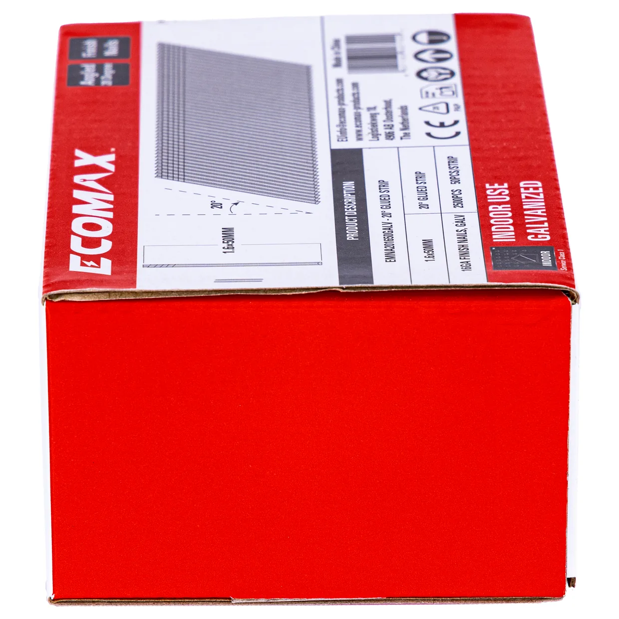 （EMNA201650GALV）EMX 20´16GA brad galv. plain 1.6x50mm, strip, 2500