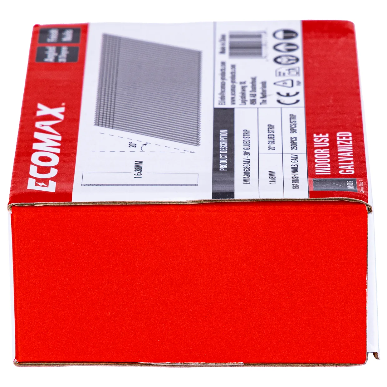 （EMNA001638GALV） EMX 0´16GA brad galv plain 1.6x38mm, strip, 2500