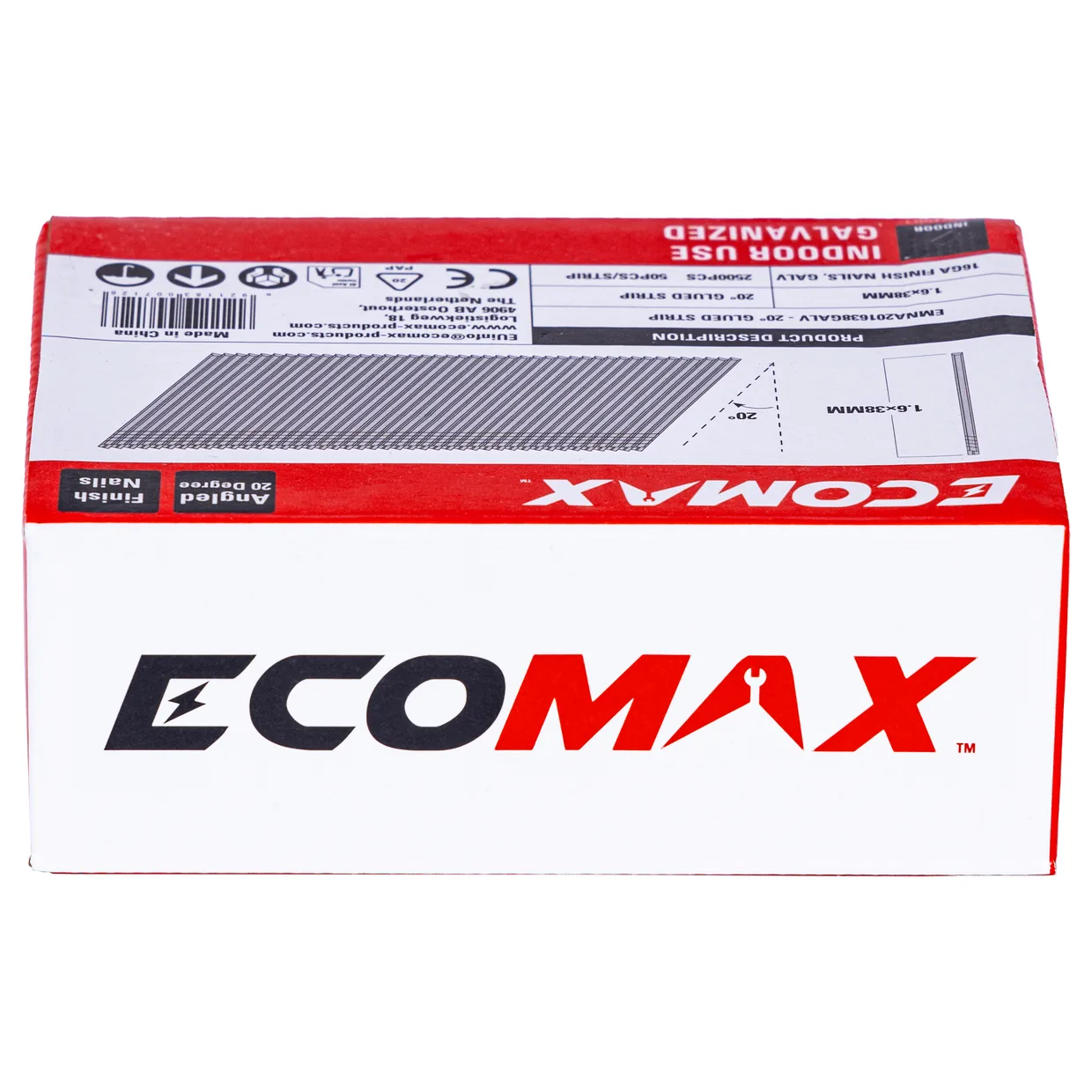 （EMNA001638GALV） EMX 0´16GA brad galv plain 1.6x38mm, strip, 2500
