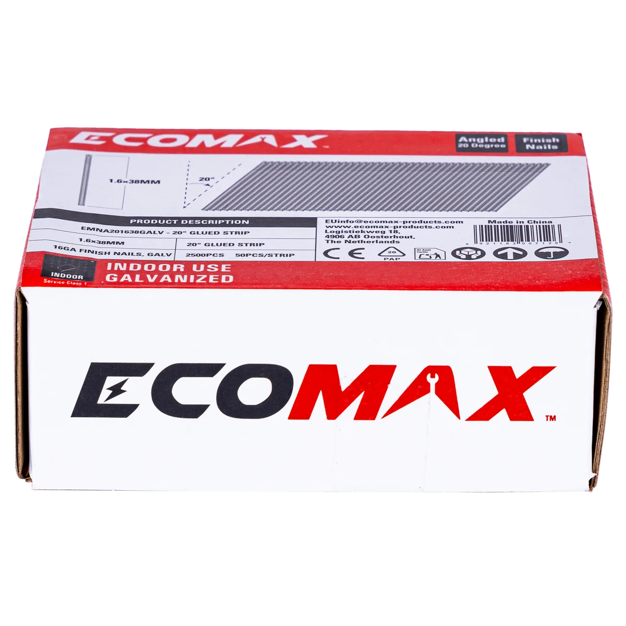 （EMNA001638GALV） EMX 0´16GA brad galv plain 1.6x38mm, strip, 2500