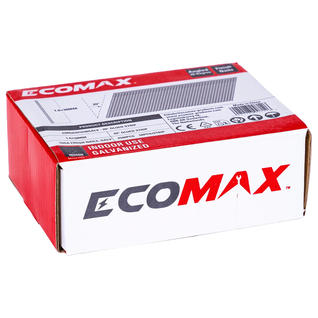 （EMNA001638GALV） EMX 0´16GA brad galv plain 1.6x38mm, strip, 2500