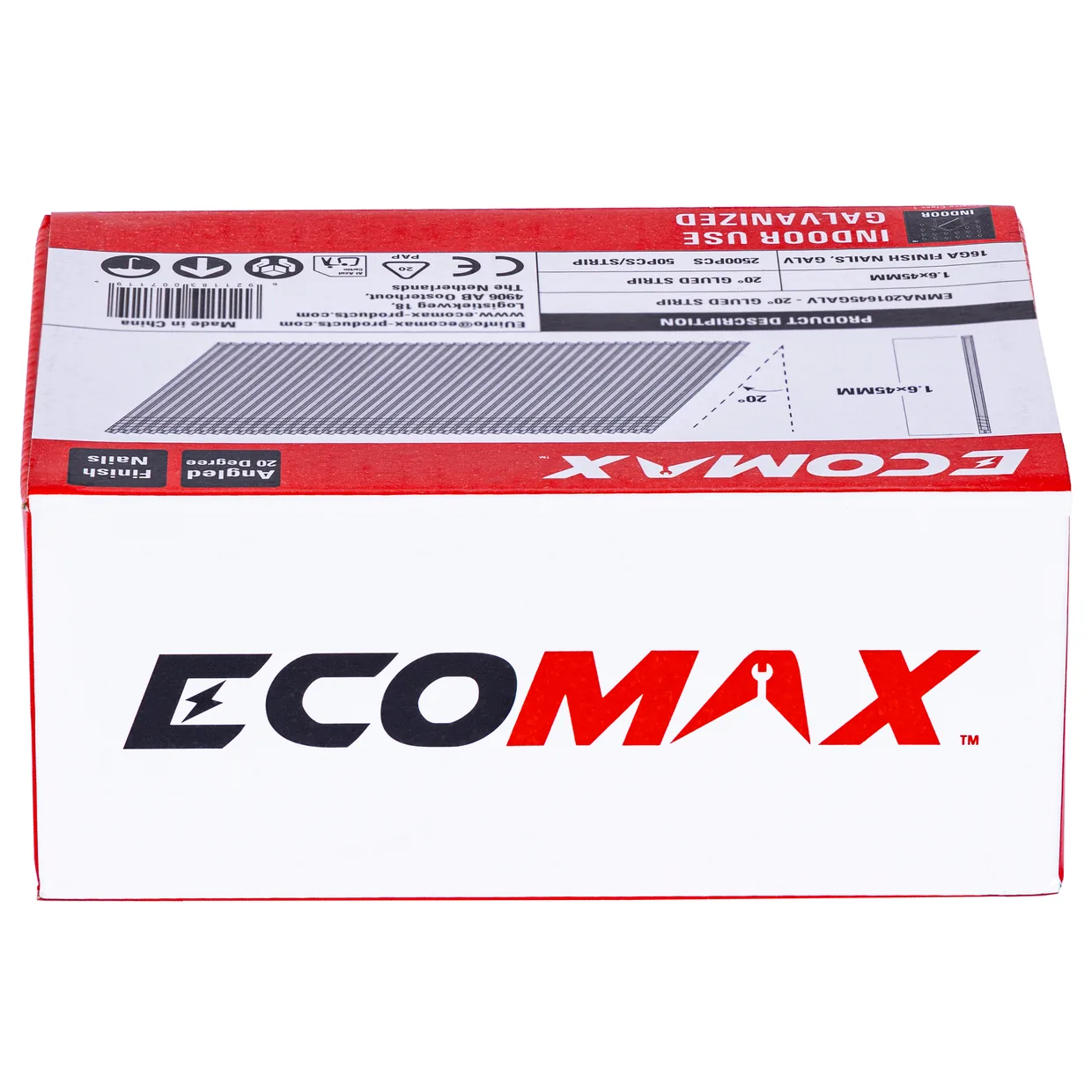 （EMNA001645GALV）EMX 0´16GA brad galv plain 1.6x45mm, strip, 2500