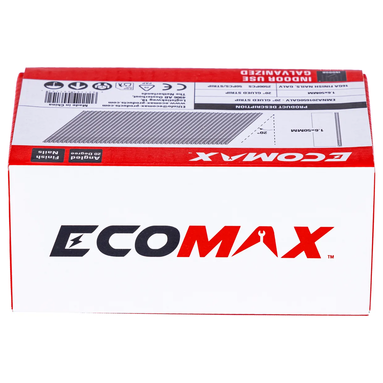 （EMNA001650GALV）EMX 0´16GA brad galv plain 1.6x50mm, strip, 2500