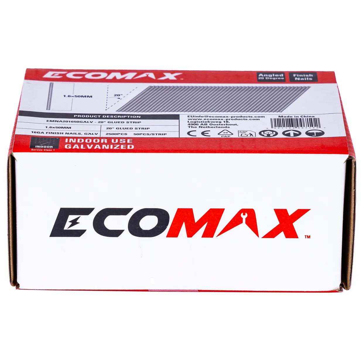 （EMNA001650GALV）EMX 0´16GA brad galv plain 1.6x50mm, strip, 2500