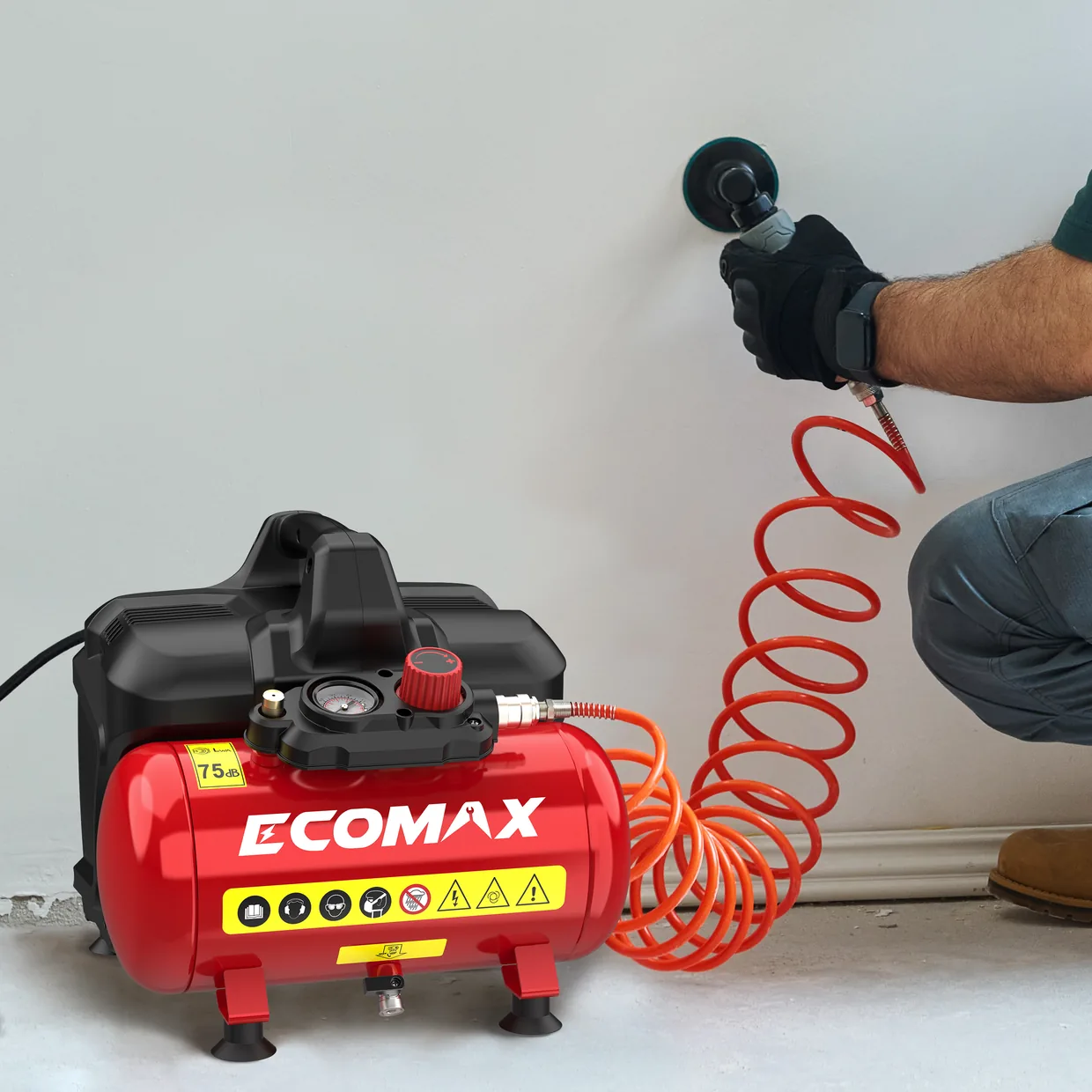 （3300684）EMX 550W Oil-Free Air Compressor 6L, Quiet , Horizontal