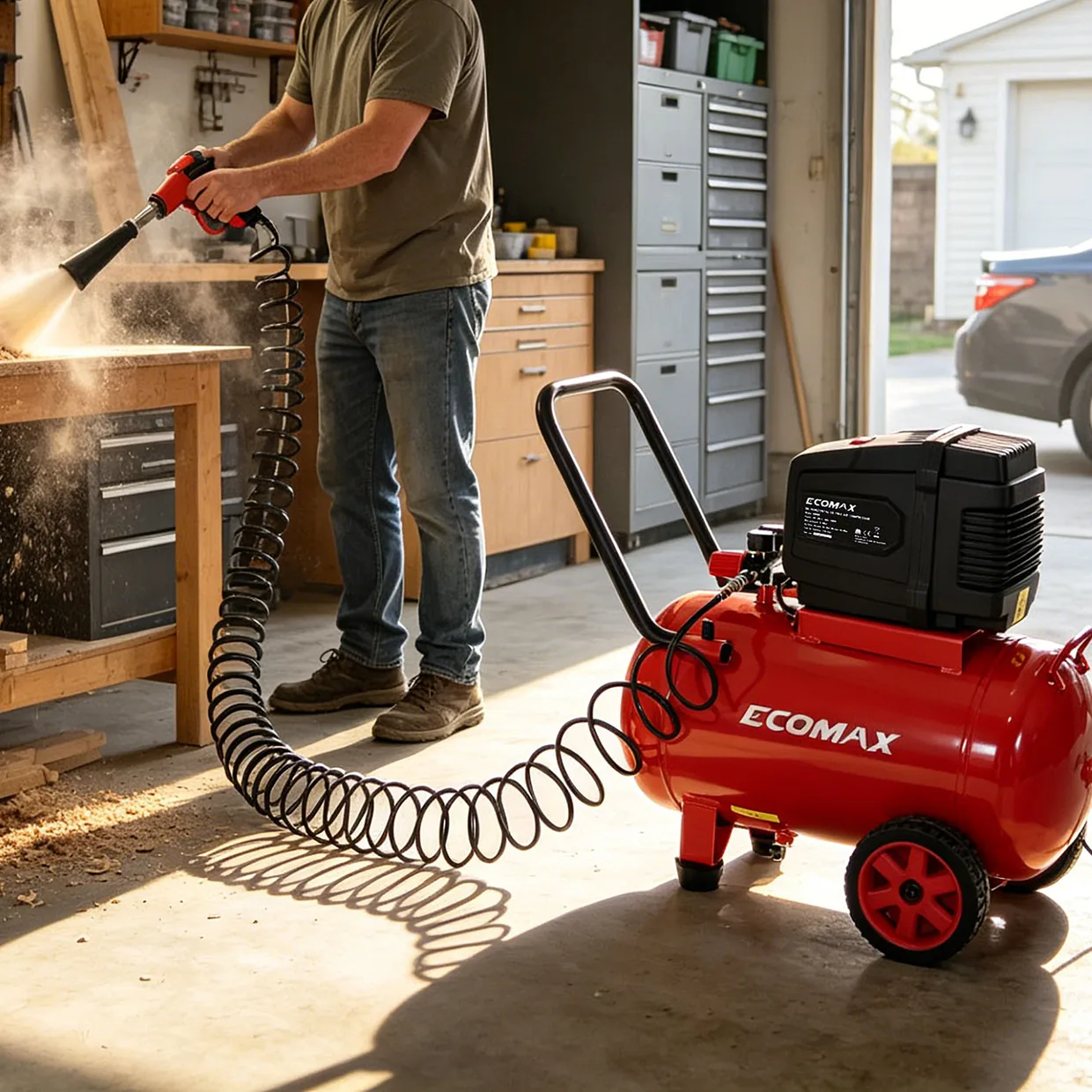 （202484）EMX 1300W Oil-Free Air Compressor 24L, Horizontal