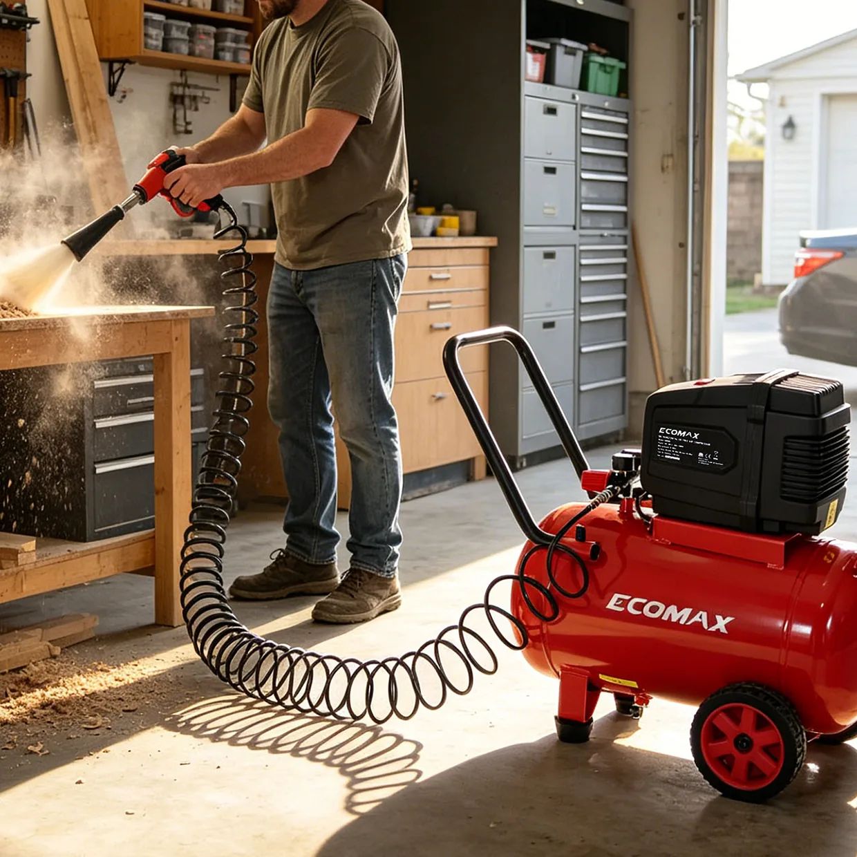 （202484）EMX 1300W Oil-Free Air Compressor 24L, Horizontal