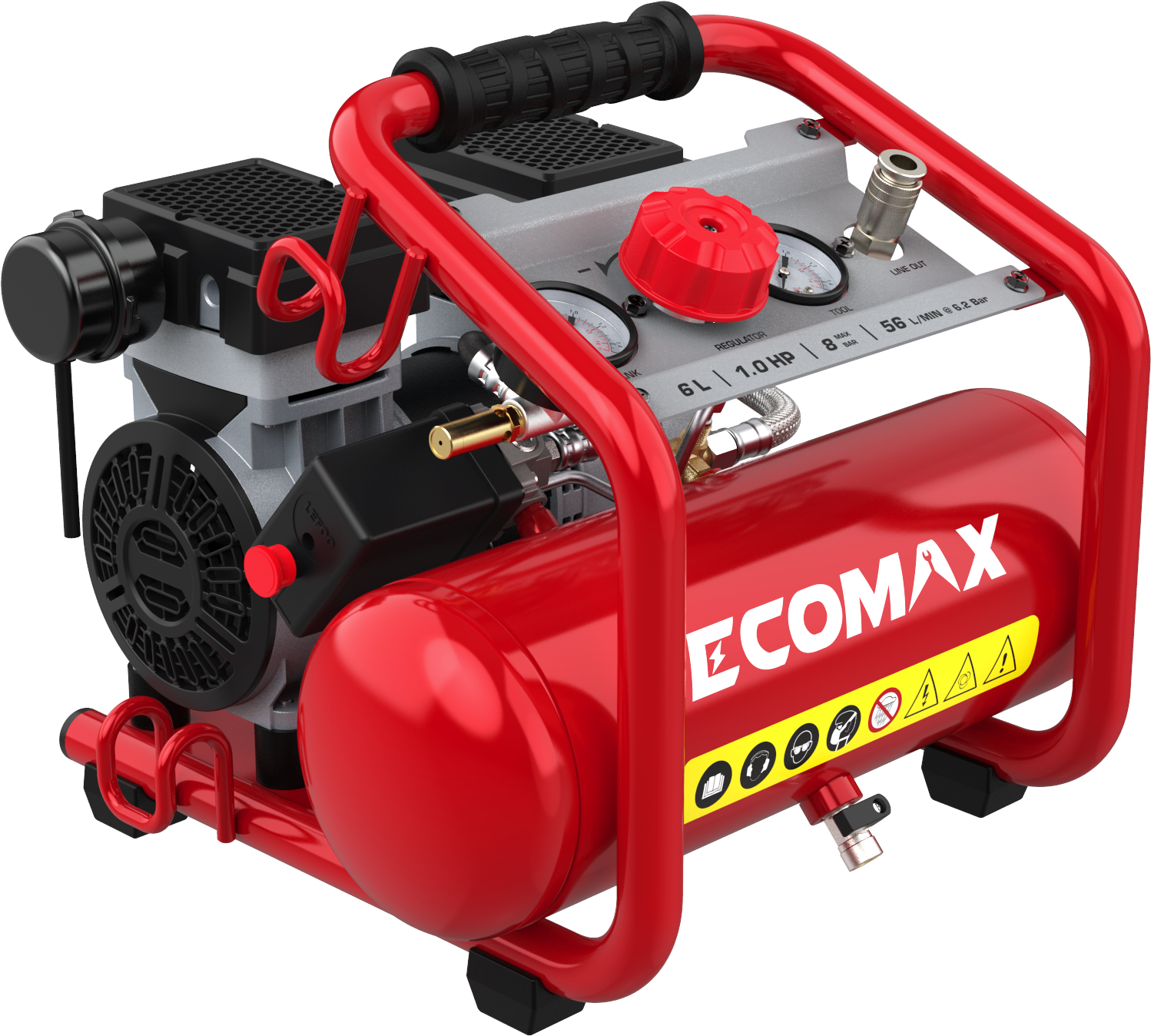 （3300682）EMX 800W Oil-Free Air Compressor 6L, Quiet , Horizontal