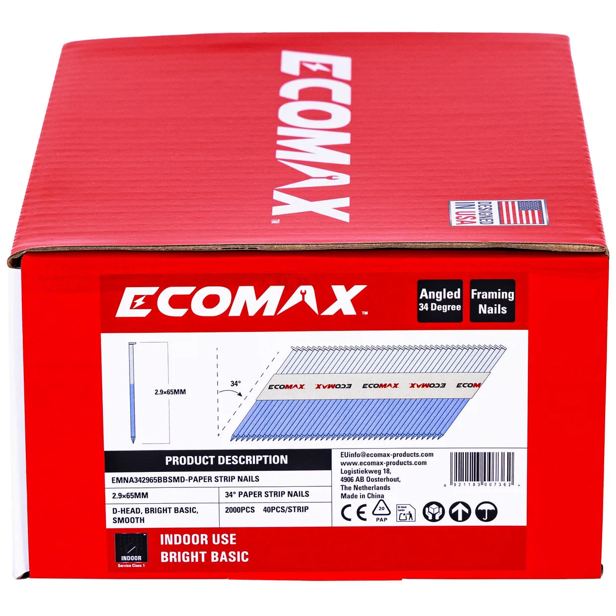 （EMNA342965BBSMD）EMX 2.9x65 34° paper strip, brightbasic, D-head smooth, 2000