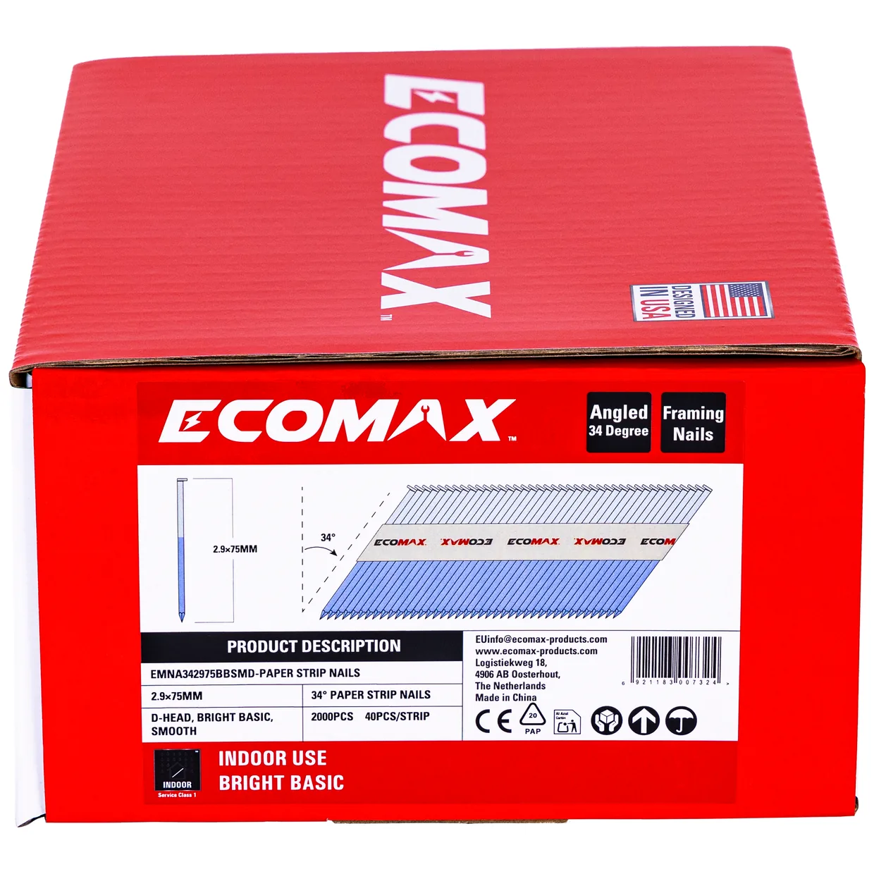 （EMNA342975BBSMD）EMX 2.9x75 34° paper strip, brightbasic, D-head smooth, 2000