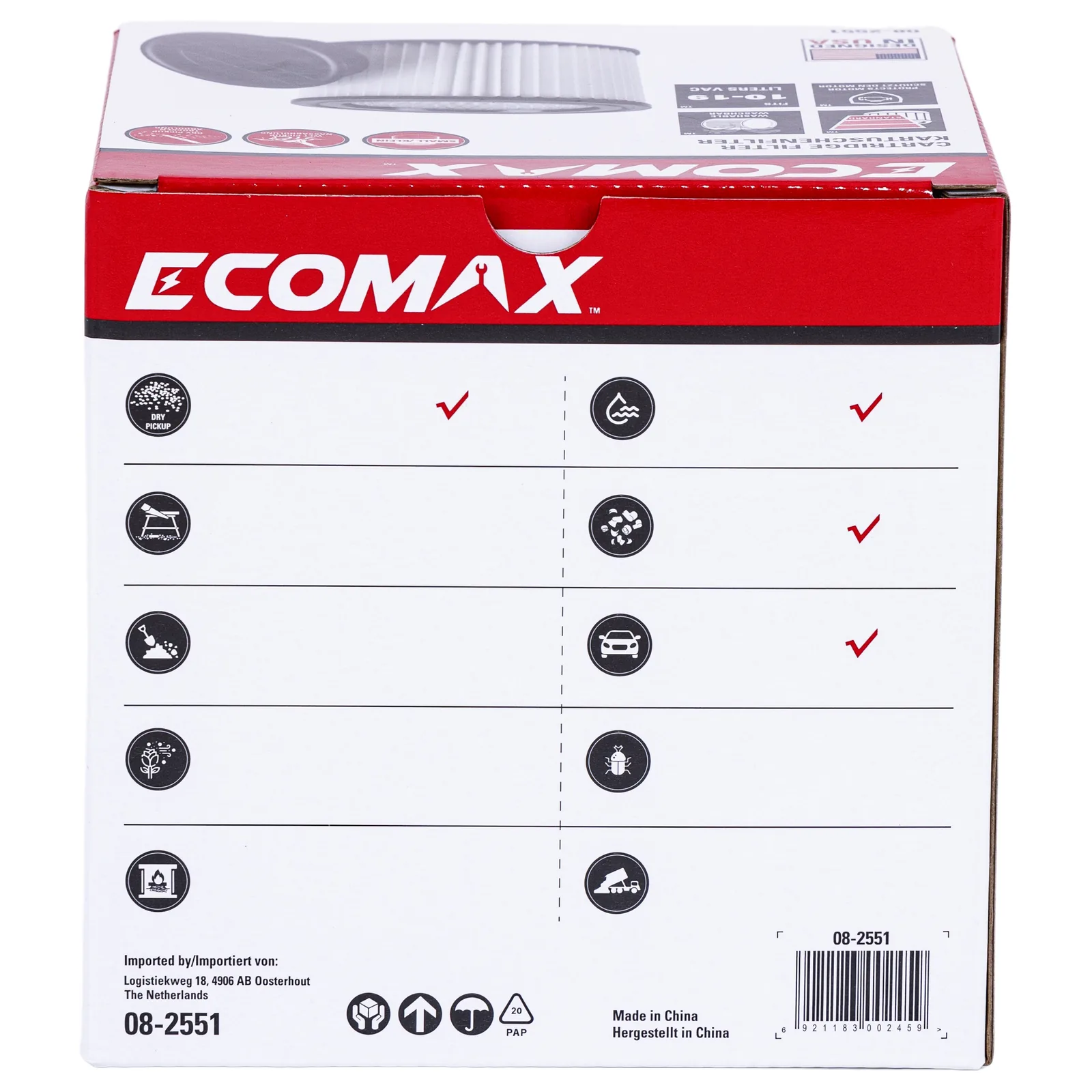 （08-2551）Ecomax Cartridge filter (wet/dry pickup)