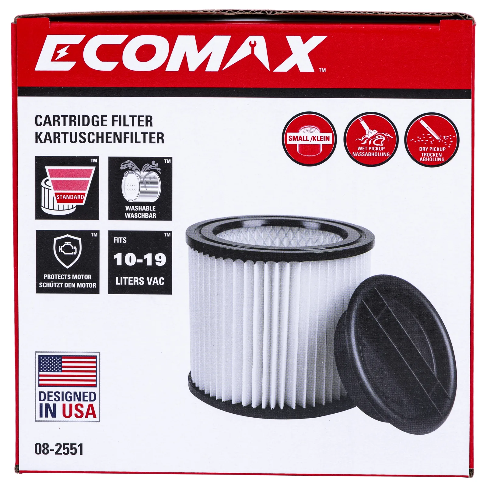 （08-2551）Ecomax Cartridge filter (wet/dry pickup)