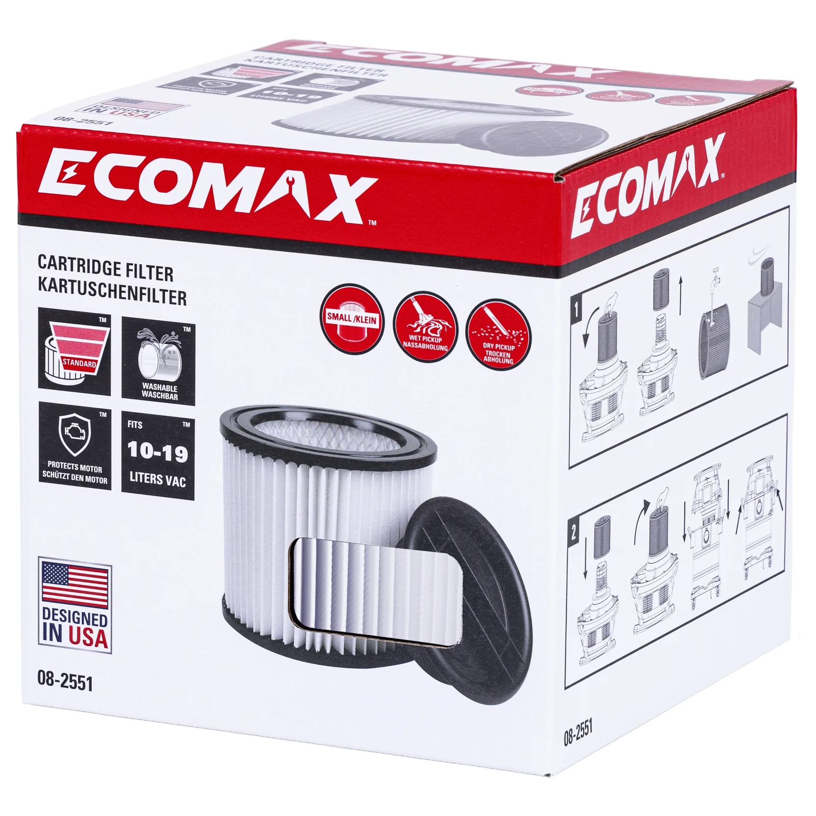 （08-2551）Ecomax Cartridge filter (wet/dry pickup)