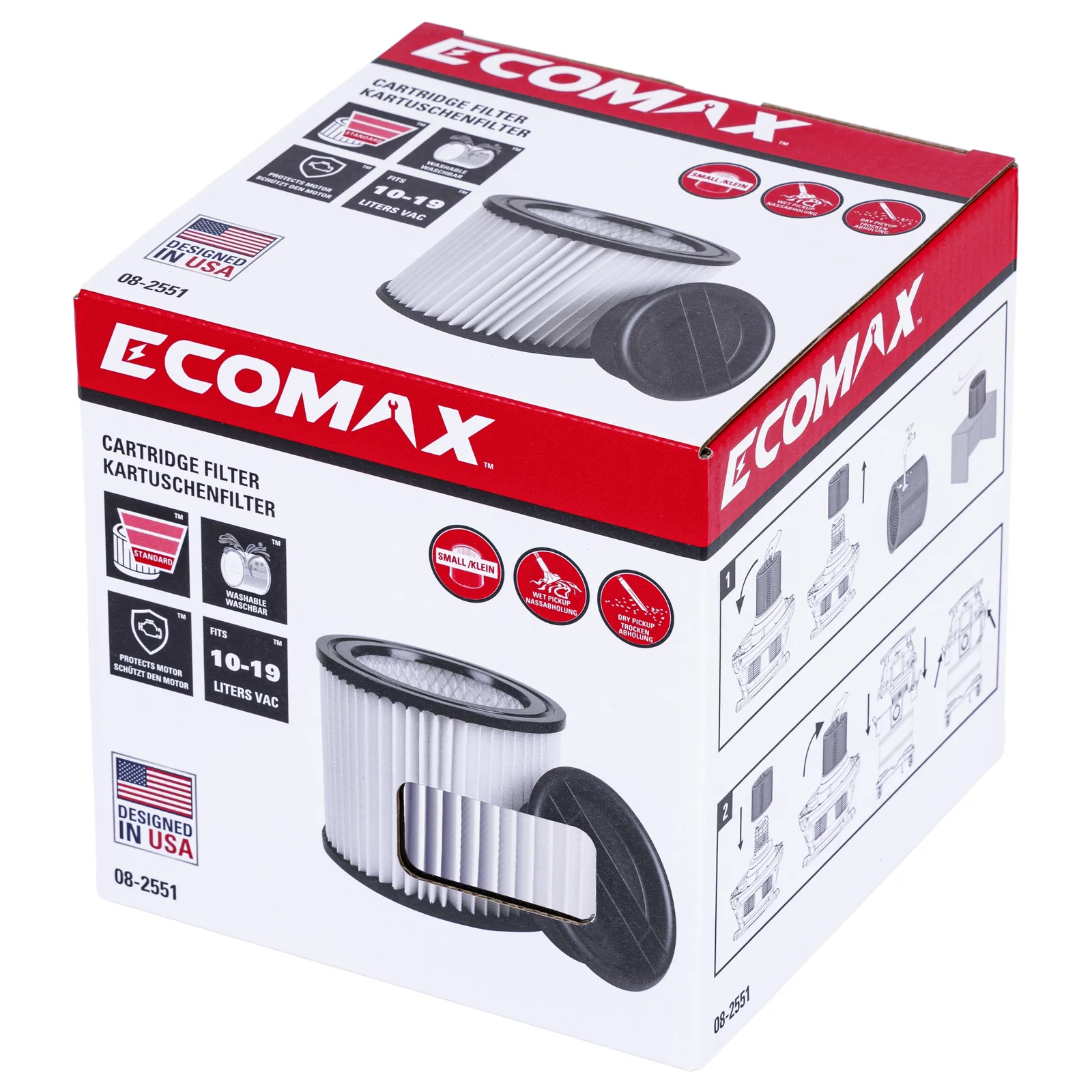 （08-2551）Ecomax Cartridge filter (wet/dry pickup)