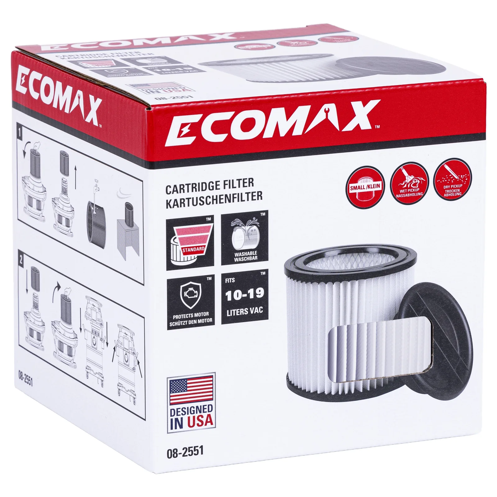 （08-2551）Ecomax Cartridge filter (wet/dry pickup)