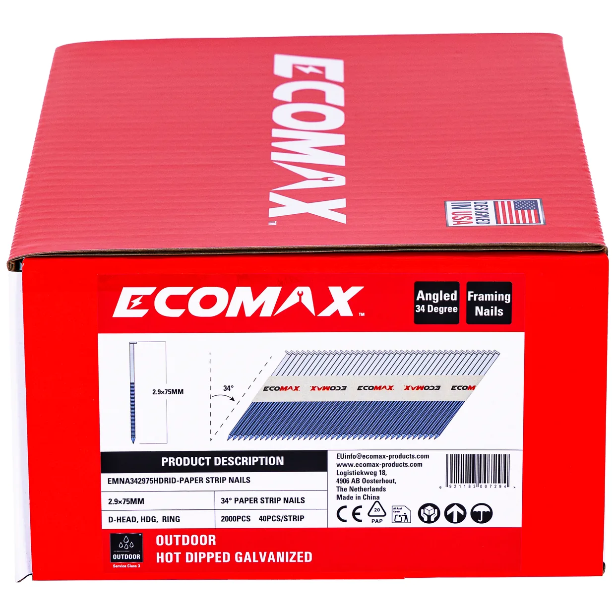 （EMNA342975HDRID）EMX 2.9x75 34° paper strip, HDG, D-head ring, 2000
