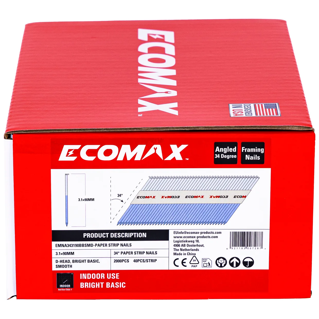 （EMNA343190BBSMD）EMX 3.1x90 34° paper strip, brightbasic, D-head smooth, 2000
