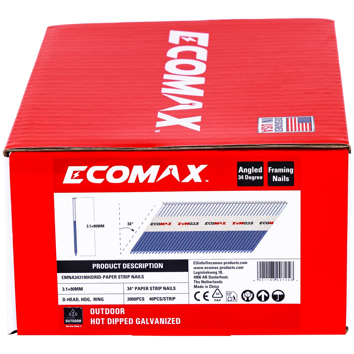 （EMNA343190HDRID）EMX 3.1x90 34° paper strip, HDG, D-head ring, 2000