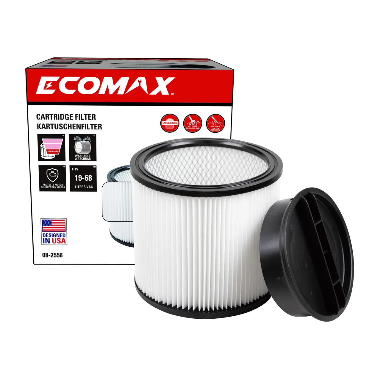 （08-2566）Ecomax Cartridge filter (wet/dry pickup)Fit for 19-68L
