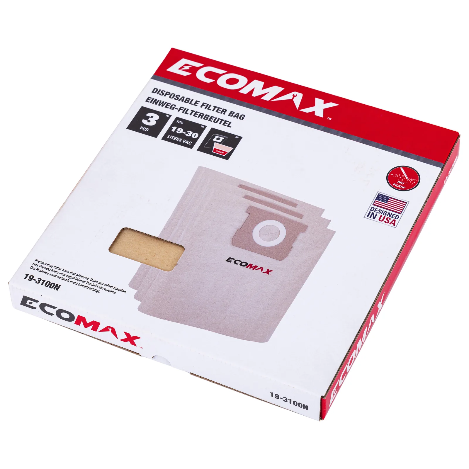 （25-1238N）Ecomax Disposable filter bagFit for 4gal w/ 48mm vacuum port only